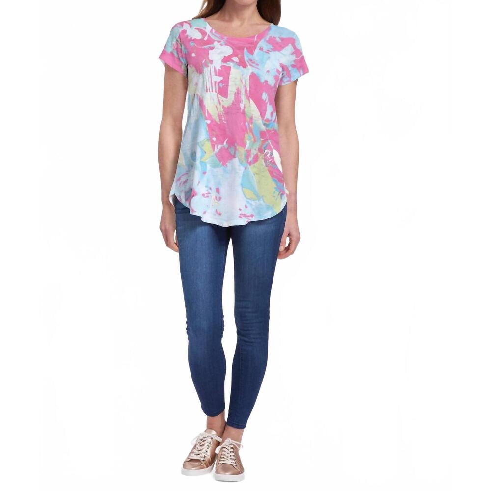 NEW WHIMSY ROSE short sleeve flowy tee in multi
